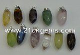 NGP6230 12*28mm - 15*30mm faceted bullet mixed gemstone pendants