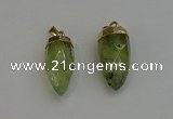 NGP6239 12*28mm - 15*30mm faceted bullet green rutilated quartz pendants