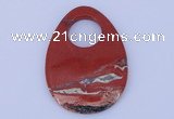 NGP624 5pcs 45*62mm flat teardrop red jasper gemstone pendants