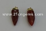 NGP6242 12*28mm - 15*30mm faceted bullet red rabbit hair pendants