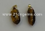 NGP6243 12*28mm - 15*30mm faceted bullet yellow tiger eye pendants