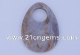 NGP625 5pcs 45*62mm flat teardrop purple agate gemstone pendants