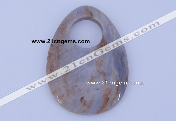 NGP625 5pcs 45*62mm flat teardrop purple agate gemstone pendants