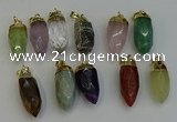 NGP6250 12*28mm - 15*30mm faceted bullet mixed gemstone pendants