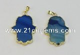 NGP6258 22*40mm - 25*45mm hamsahand agate gemstone pendants