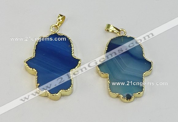 NGP6258 22*40mm - 25*45mm hamsahand agate gemstone pendants