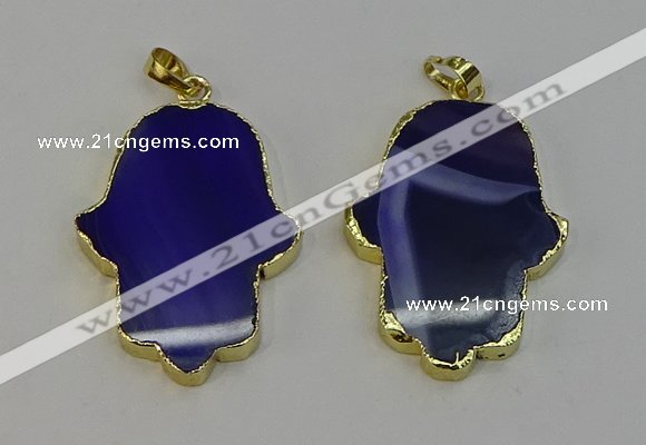 NGP6259 22*40mm - 25*45mm hamsahand agate gemstone pendants