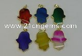 NGP6263 22*40mm - 25*45mm hamsahand agate gemstone pendants