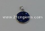 NGP6265 20mm flat round plated druzy agate pendants wholesale