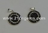 NGP6276 22mm flat round plated druzy agate pendants wholesale