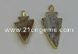 NGP6280 22*35mm - 24*45mm arrowhead druzy agate pendants