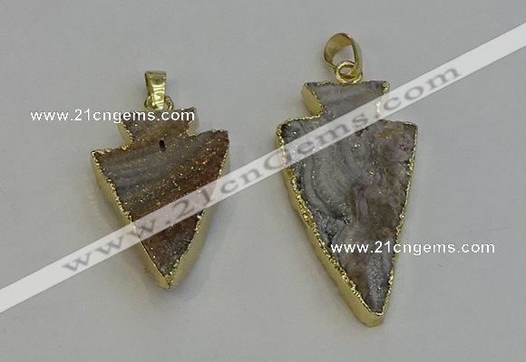 NGP6280 22*35mm - 24*45mm arrowhead druzy agate pendants