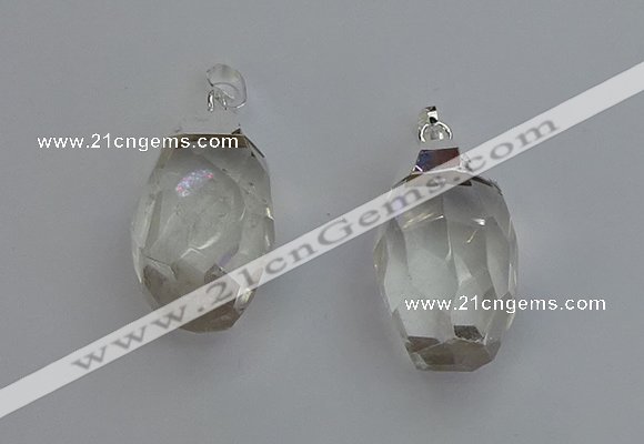 NGP6292 18*30mm - 22*35mm faceted nuggets white crystal pendants