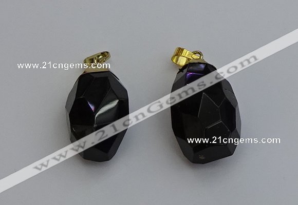 NGP6302 18*30mm - 22*35mm faceted nuggets smoky quartz pendants