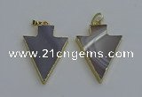 NGP6320 25*35mm - 30*40mm arrowhead agate gemstone pendants