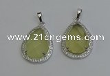 NGP6332 25*30mm teardrop lemon quartz pendants wholesale