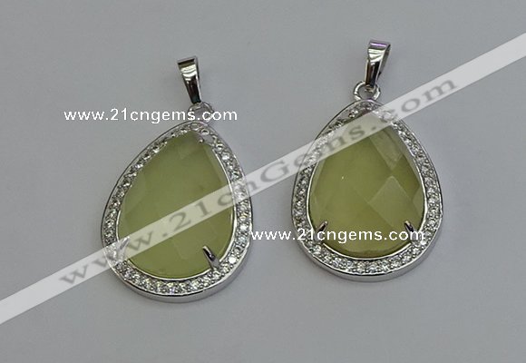 NGP6332 25*30mm teardrop lemon quartz pendants wholesale