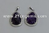 NGP6335 25*30mm teardrop amethyst gemstone pendants wholesale