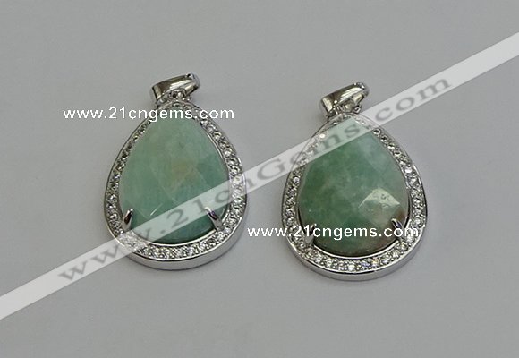 NGP6338 25*30mm teardrop amazonite gemstone pendants wholesale