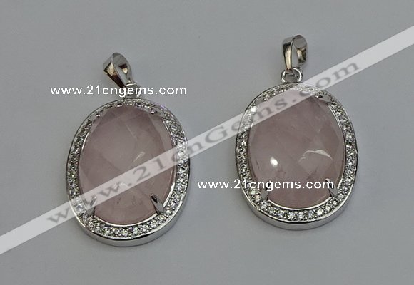 NGP6351 25*30mm oval rose quartz gemstone pendants wholesale