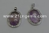 NGP6353 25*30mm oval light amethyst pendants wholesale