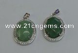 NGP6359 25*30mm oval green aventurine pendants wholesale