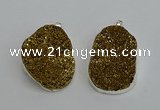 NGP6370 35*40mm - 30*45mm freeform plated druzy agate pendants