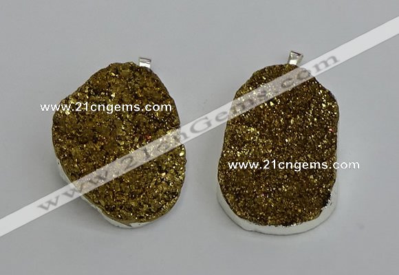 NGP6370 35*40mm - 30*45mm freeform plated druzy agate pendants