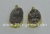 NGP6373 25*35mm - 26*40mm freeform plated druzy agate pendants