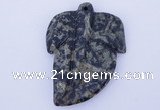 NGP638 5pcs 5*38*52mm leaf kambaba jasper gemstone pendants