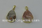 NGP6390 20*30mm - 25*30mm flat teardrop druzy agate pendants