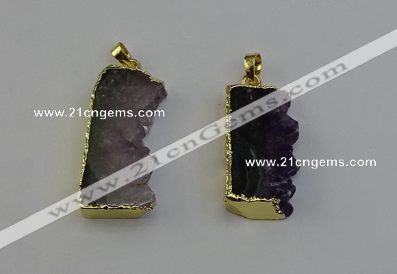 NGP6400 18*30mm - 25*40mm freeform druzy amethyst pendants