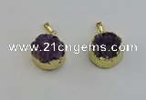 NGP6404 20mm - 22mm coin druzy amethyst pendants wholesale