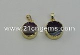 NGP6407 18mm - 20mm coin druzy amethyst pendants wholesale