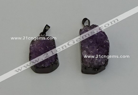 NGP6408 15*25mm - 16*28mm freeform druzy agate pendants