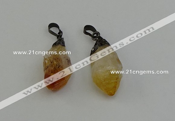 NGP6418 12*28mm - 15*30mm nuggets citrine gemstone pendants