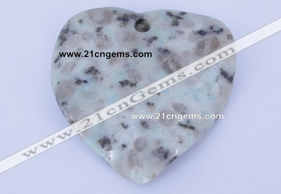 NGP642 5pcs 50*50mm heart kiwi stone pendants jewelry wholesale