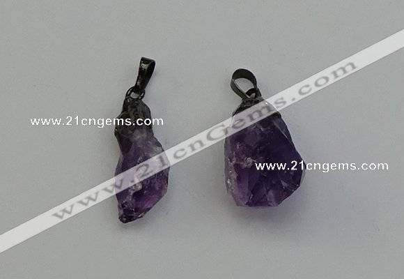 NGP6420 12*28mm - 15*30mm nuggets amethyst gemstone pendants