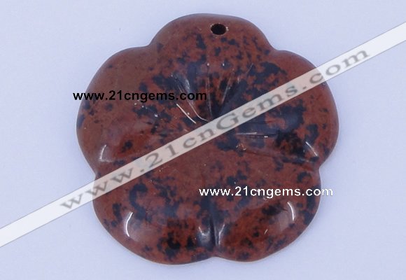 NGP643 5pcs 6*40mm flower mahogany obsidian gemstone pendants