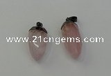 NGP6431 12*24mm - 15*30mm faceted bullet rose quartz pendants