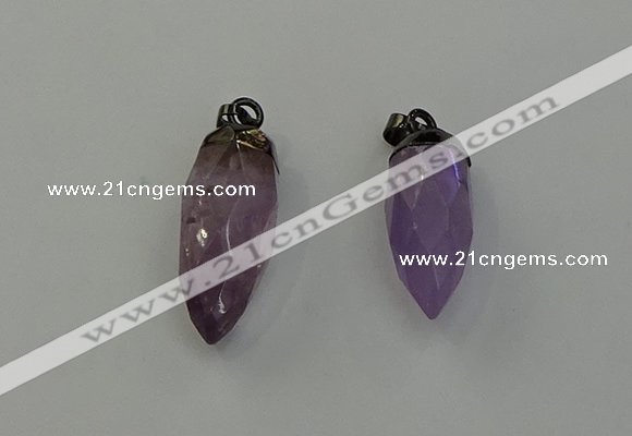 NGP6432 12*24mm - 15*30mm faceted bullet amethyst pendants