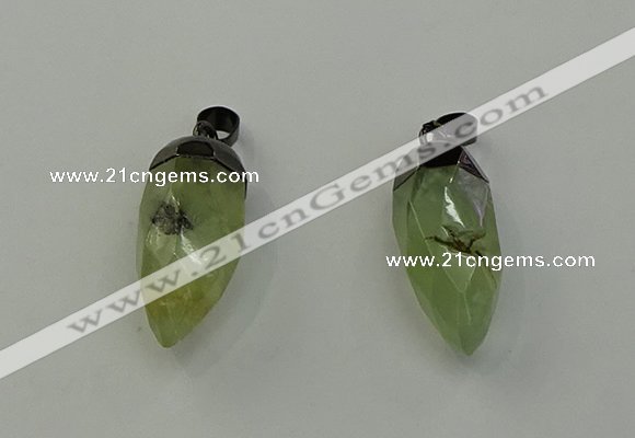 NGP6433 12*24mm - 15*30mm faceted bullet green rutilated quartz pendants