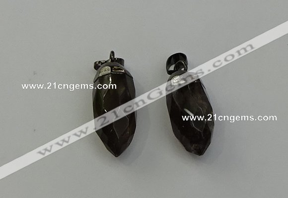 NGP6435 12*24mm - 15*30mm faceted bullet smoky quartz pendants