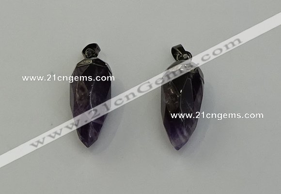 NGP6436 12*24mm - 15*30mm faceted bullet amethyst pendants