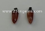 NGP6442 12*24mm - 15*30mm faceted bullet red rabbit hair pendants