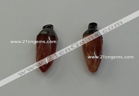 NGP6442 12*24mm - 15*30mm faceted bullet red rabbit hair pendants