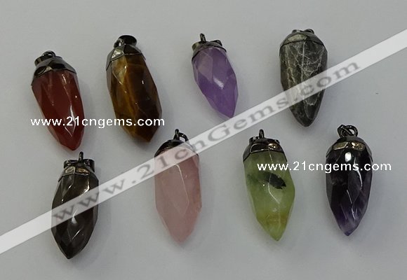 NGP6448 12*24mm - 15*30mm faceted bullet mixed gemstone pendants