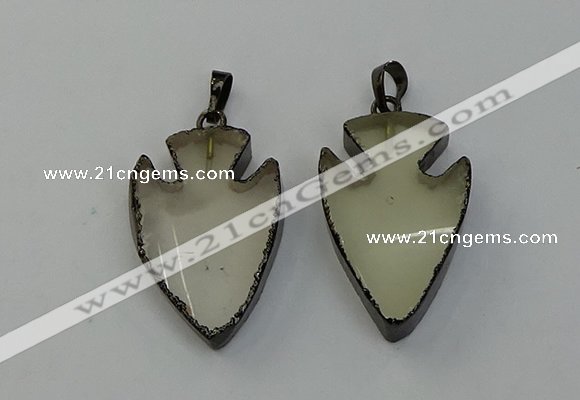 NGP6452 22*28mm - 25*35mm arrowhead lemon quartz pendants