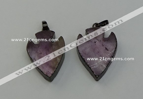 NGP6454 22*28mm - 25*35mm arrowhead amethyst gemstone pendants