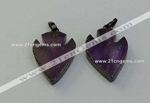 NGP6455 22*28mm - 25*35mm arrowhead amethyst gemstone pendants